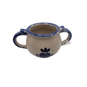 Loomco China Glazed Ceramic Sponge Paint Sugar Bowl Apple Design